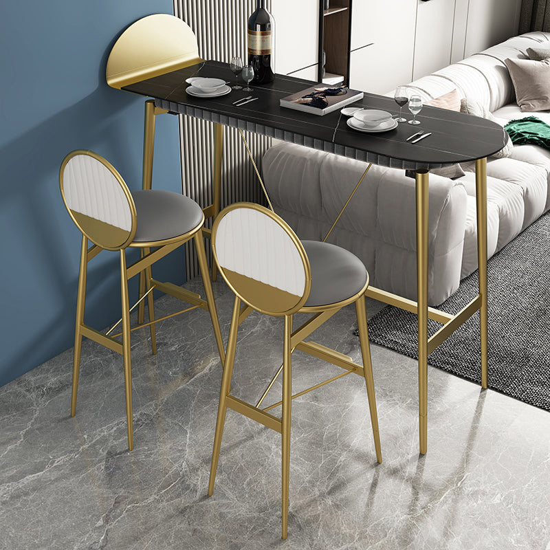 Industrial Style Iron Bar Table Faux Marble Top 41.3"H Bistro Table with Footrest