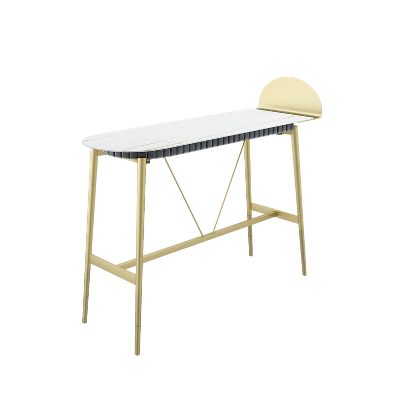 Industrial Style Iron Bar Table Faux Marble Top 41.3"H Bistro Table with Footrest