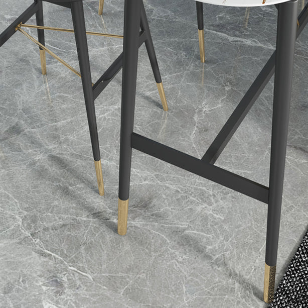 Industrial Style Iron Bar Table Faux Marble Top 41.3"H Bistro Table with Footrest