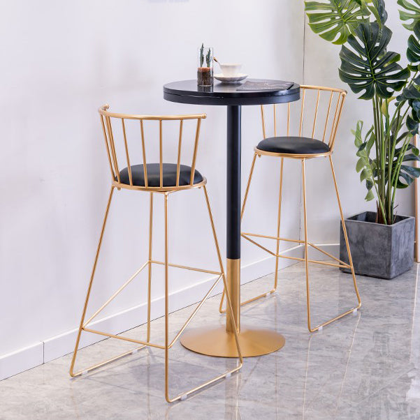 Industrial Style Black Iron Bar Table Wood Round Top Bistro Table with Pedestal