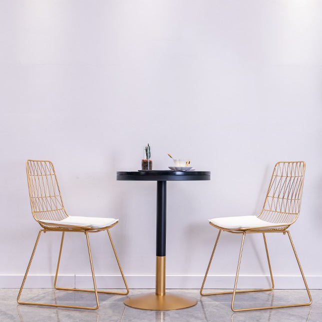 Industrial Style Black Iron Bar Table Wood Round Top Bistro Table with Pedestal