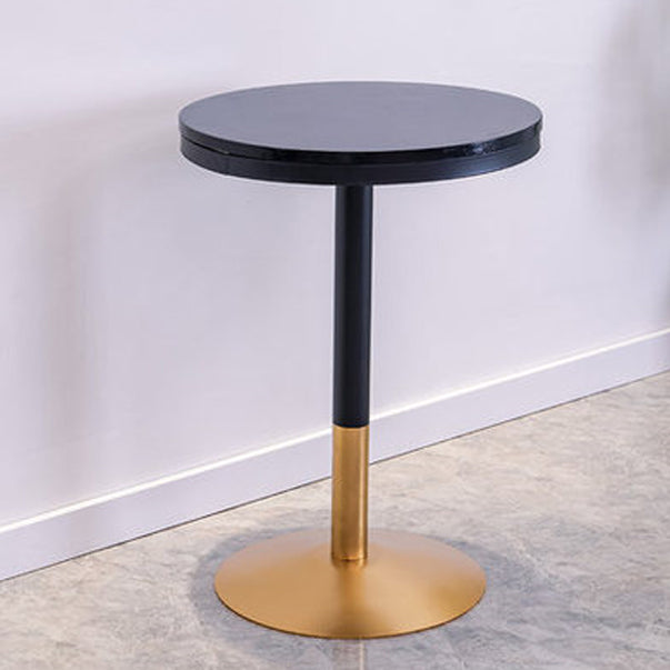 Industrial Style Black Iron Bar Table Wood Round Top Bistro Table with Pedestal
