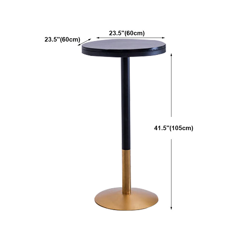 Industrial Style Black Iron Bar Table Wood Round Top Bistro Table with Pedestal