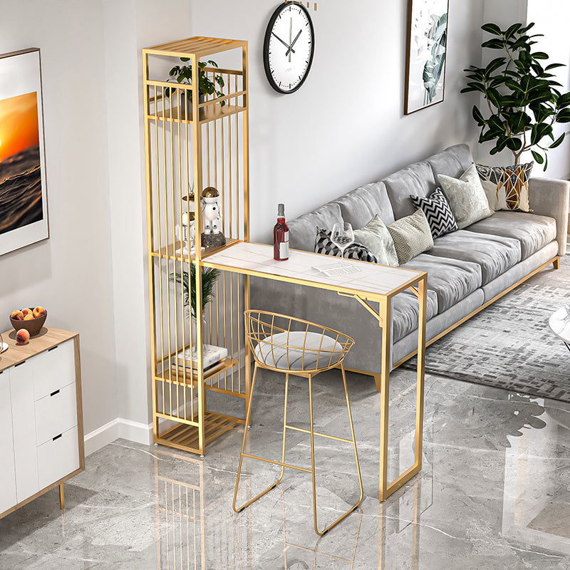 Glam Style Iron Bar Table 41.3"H Bistro Table with Wine Rack for Living Room
