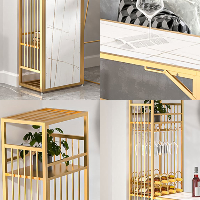 Glam Style Iron Bar Table 41.3"H Bistro Table with Wine Rack for Living Room