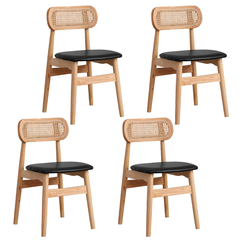 Silla de comedor de madera de caucho maciza moderna, sillas de comedor de cocina con respaldo abierto
