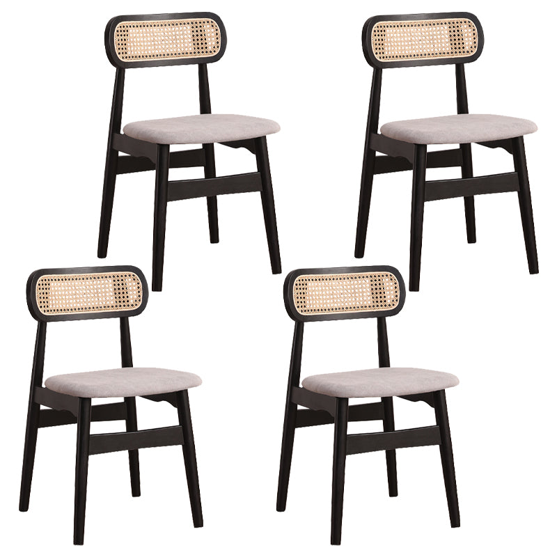 Silla de comedor de madera de caucho maciza moderna, sillas de comedor de cocina con respaldo abierto