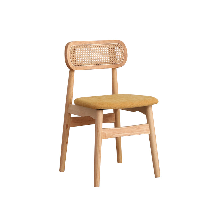 Silla de comedor de madera de caucho maciza moderna, sillas de comedor de cocina con respaldo abierto
