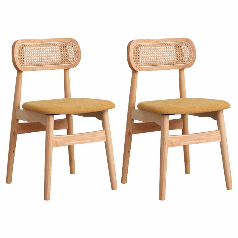 Silla de comedor de madera de caucho maciza moderna, sillas de comedor de cocina con respaldo abierto