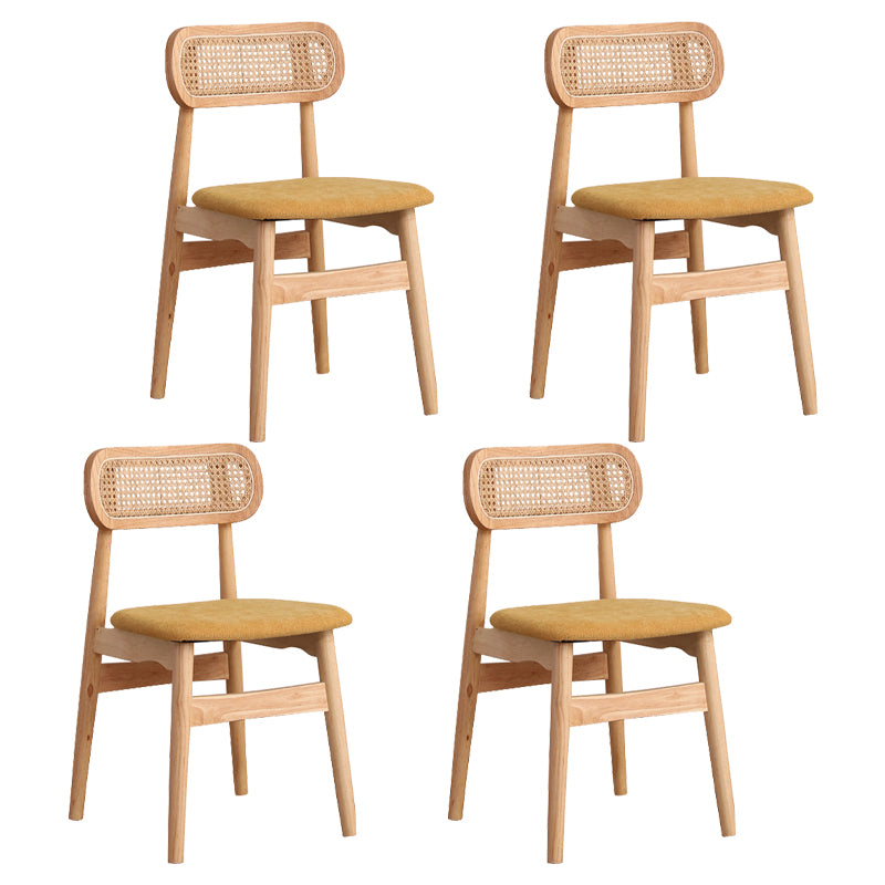 Silla de comedor de madera de caucho maciza moderna, sillas de comedor de cocina con respaldo abierto
