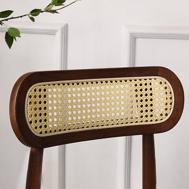 Silla de comedor de madera de caucho maciza moderna, sillas de comedor de cocina con respaldo abierto