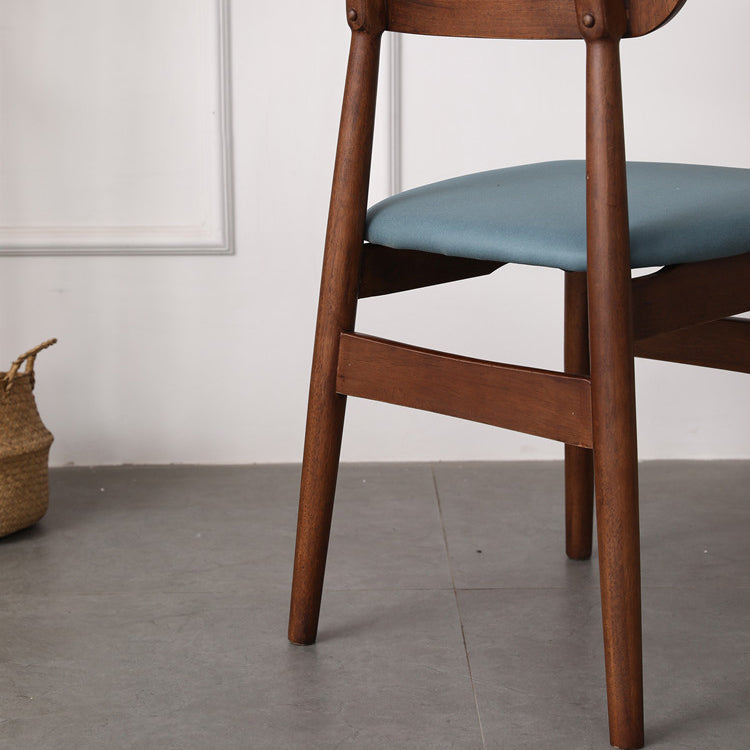 Silla de comedor de madera de caucho maciza moderna, sillas de comedor de cocina con respaldo abierto