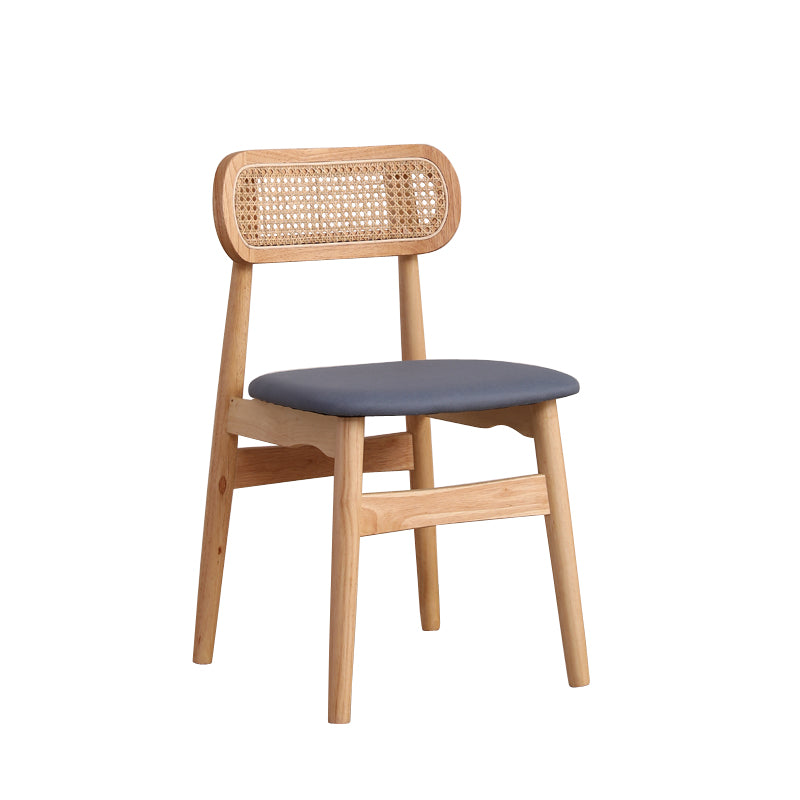 Silla de comedor de madera de caucho maciza moderna, sillas de comedor de cocina con respaldo abierto