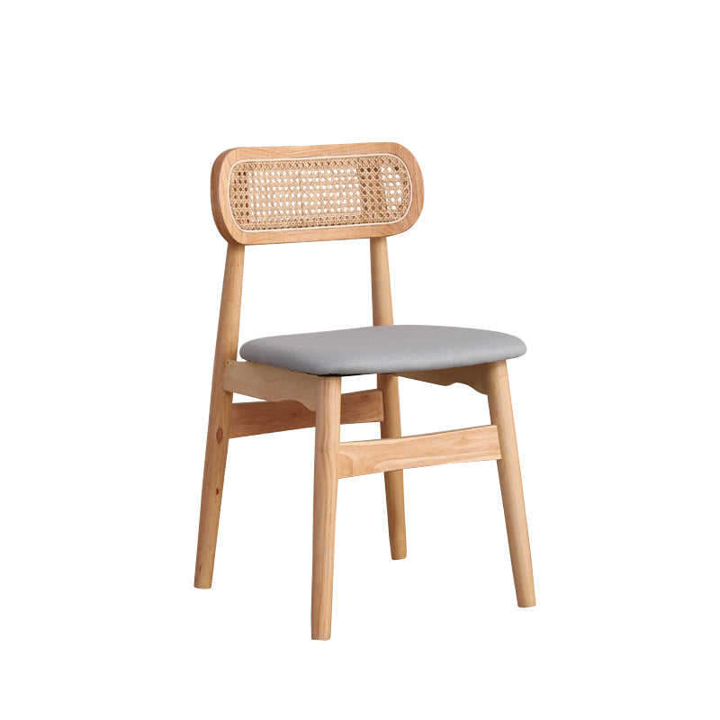Silla de comedor de madera de caucho maciza moderna, sillas de comedor de cocina con respaldo abierto
