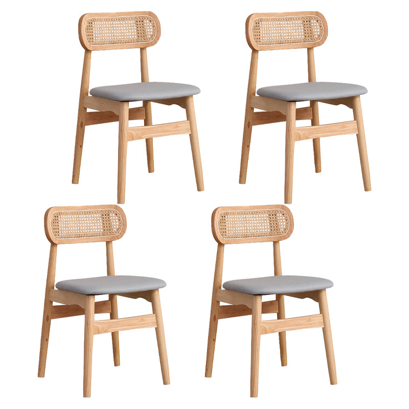 Silla de comedor de madera de caucho maciza moderna, sillas de comedor de cocina con respaldo abierto