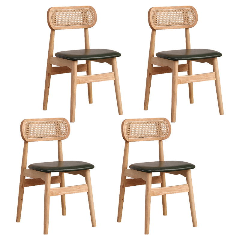 Silla de comedor de madera de caucho maciza moderna, sillas de comedor de cocina con respaldo abierto