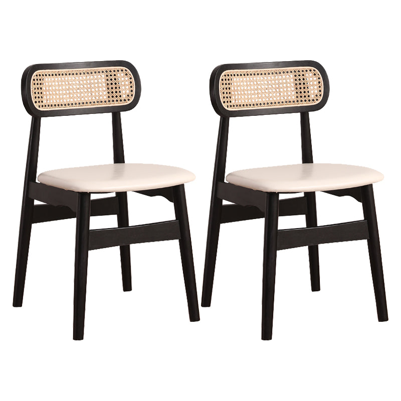Silla de comedor de madera de caucho maciza moderna, sillas de comedor de cocina con respaldo abierto