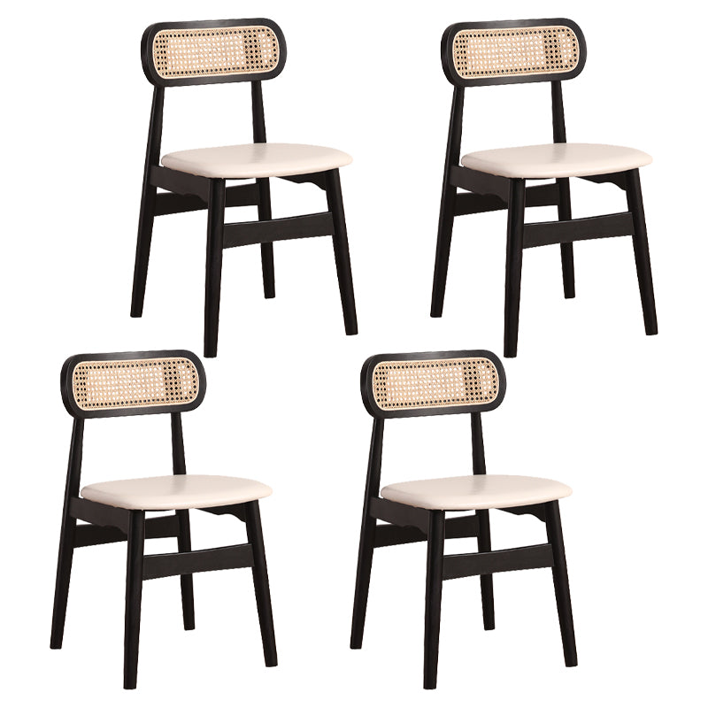Silla de comedor de madera de caucho maciza moderna, sillas de comedor de cocina con respaldo abierto