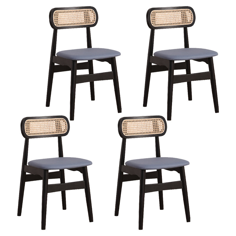 Silla de comedor de madera de caucho maciza moderna, sillas de comedor de cocina con respaldo abierto