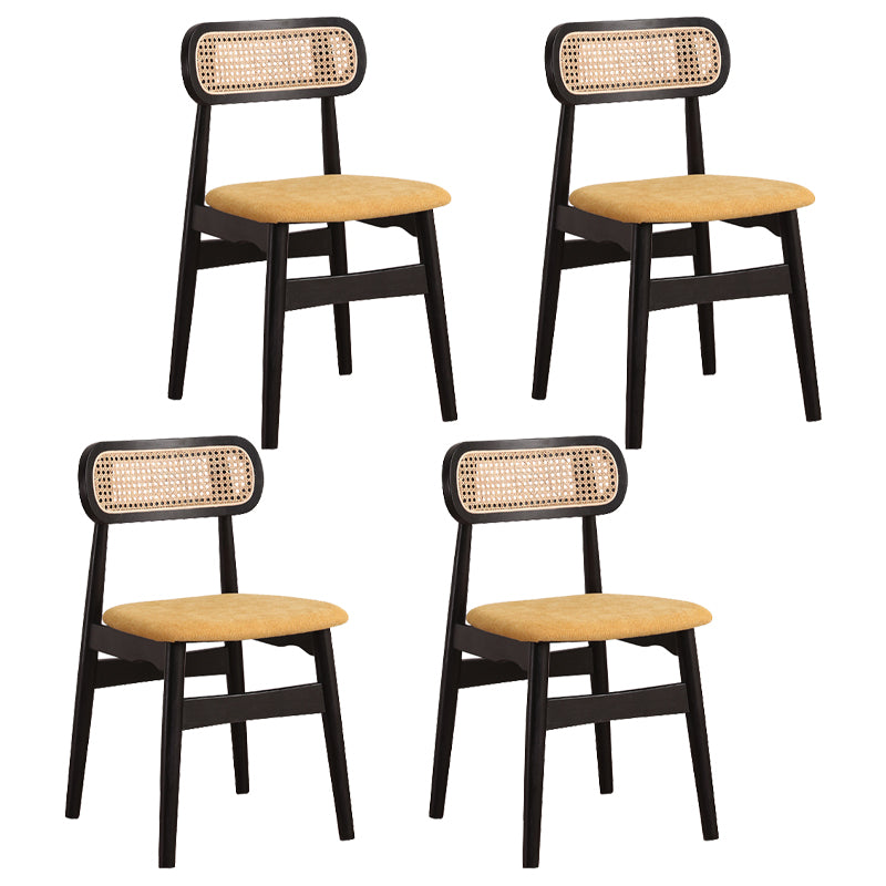 Silla de comedor de madera de caucho maciza moderna, sillas de comedor de cocina con respaldo abierto