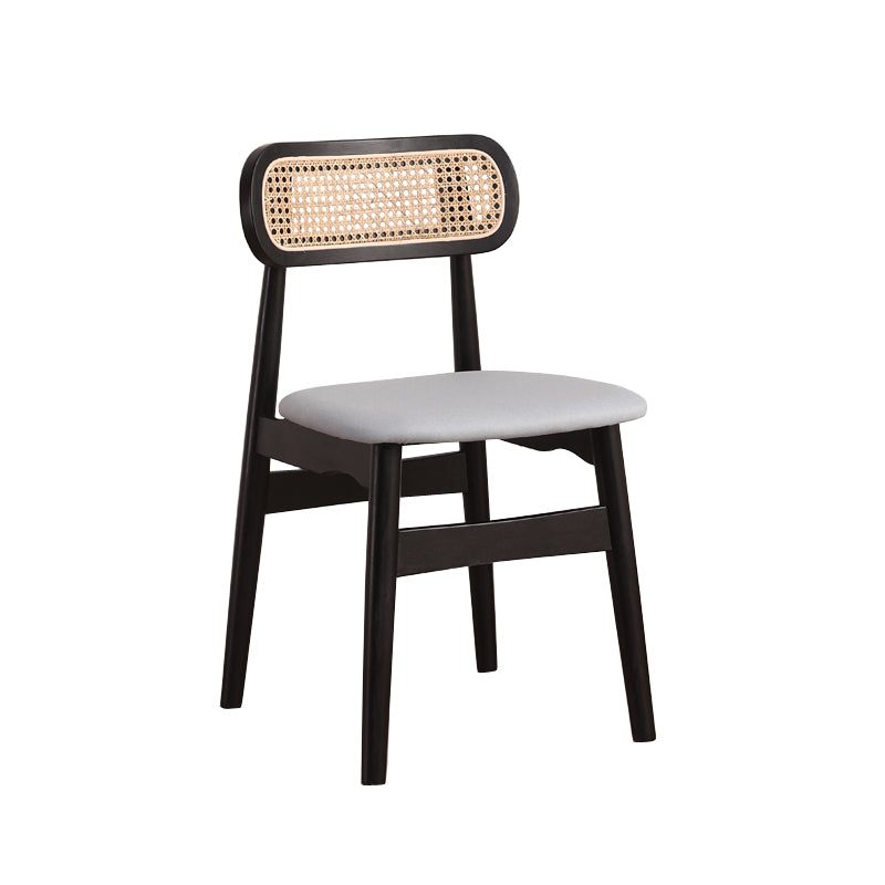 Silla de comedor de madera de caucho maciza moderna, sillas de comedor de cocina con respaldo abierto