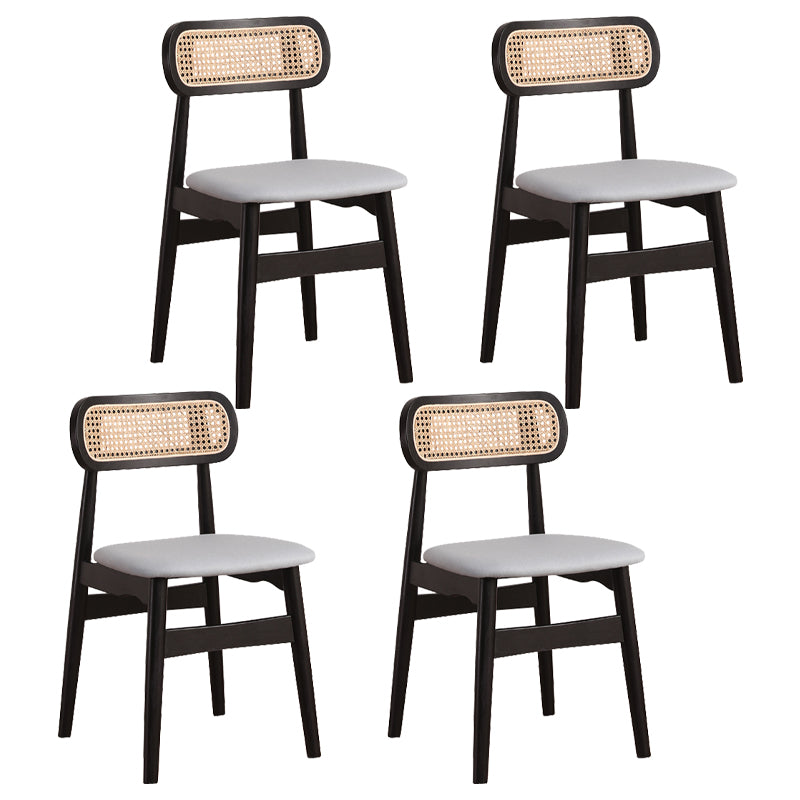 Silla de comedor de madera de caucho maciza moderna, sillas de comedor de cocina con respaldo abierto
