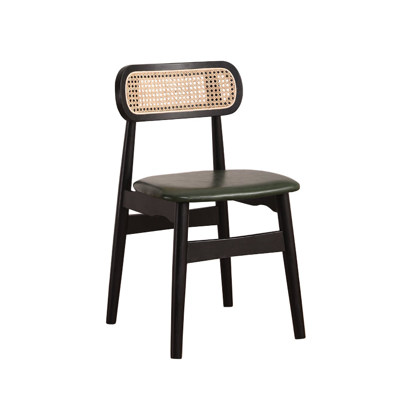 Silla de comedor de madera de caucho maciza moderna, sillas de comedor de cocina con respaldo abierto