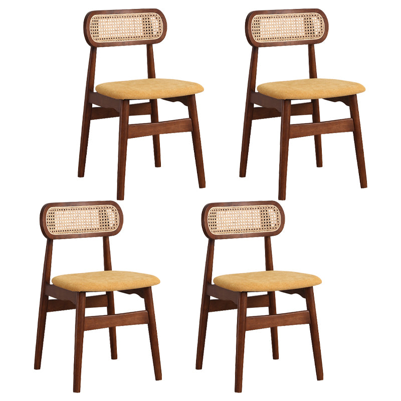 Silla de comedor de madera de caucho maciza moderna, sillas de comedor de cocina con respaldo abierto