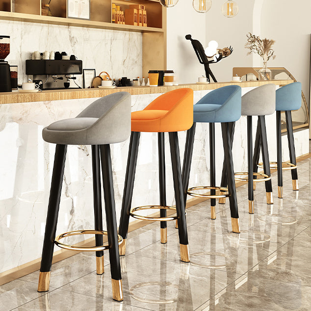 Taburete de bar de estilo moderno con respaldo bajo, taburetes de bar con asiento de cuero redondo, 1 pieza