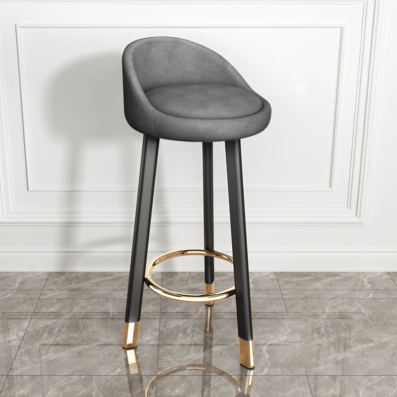 Taburete de bar de estilo moderno con respaldo bajo, taburetes de bar con asiento de cuero redondo, 1 pieza
