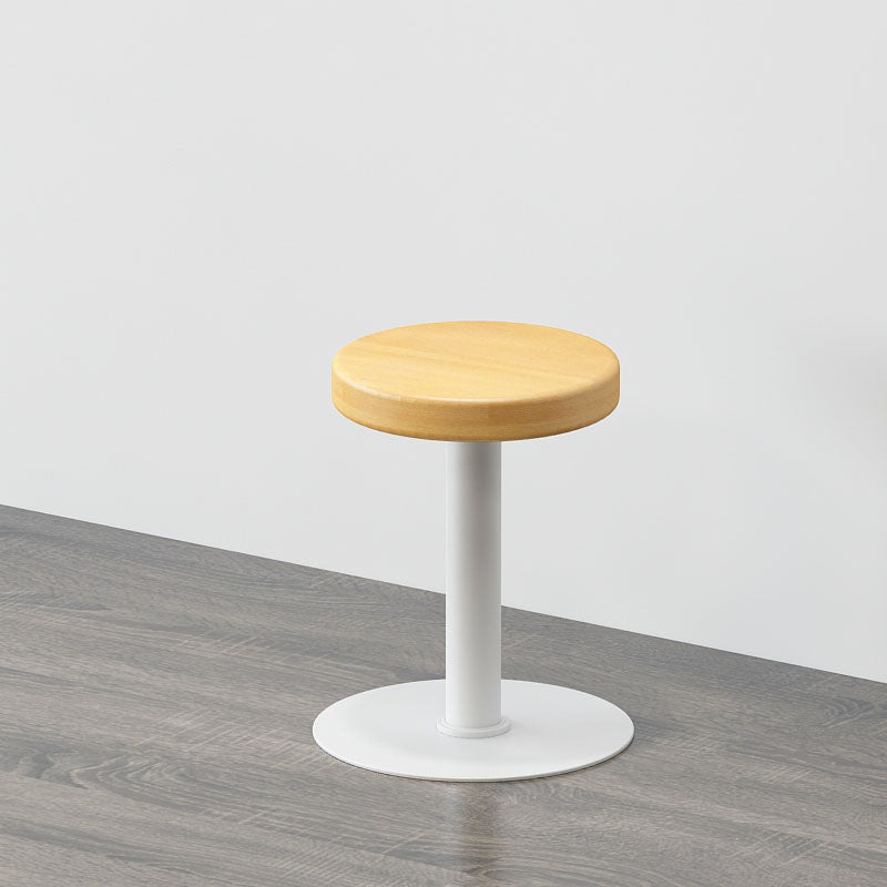 Modern Style Bar-stool Iron Leg Round Wooden Seat for Restaurant Bar 1 Piece