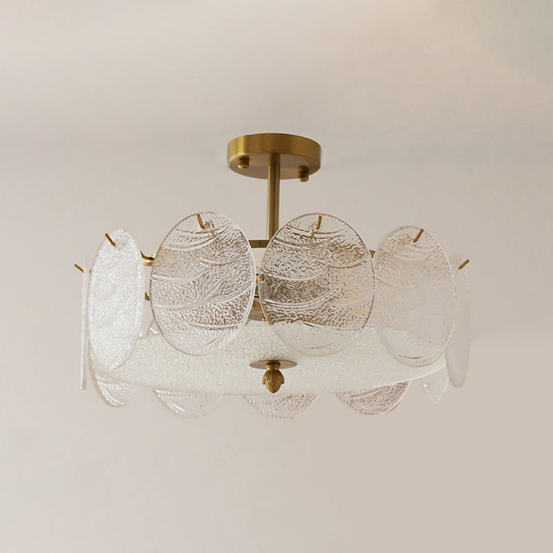 Plafonnier de forme ronde, montage encastré en fer de Style Simple et moderne avec abat-jour en verre pour le salon