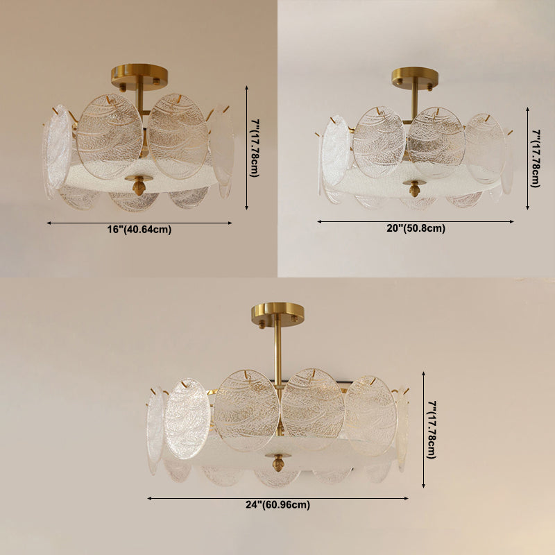 Plafonnier de forme ronde, montage encastré en fer de Style Simple et moderne avec abat-jour en verre pour le salon