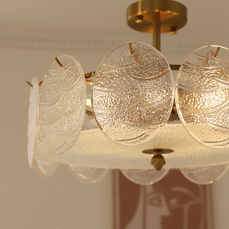 Plafonnier de forme ronde, montage encastré en fer de Style Simple et moderne avec abat-jour en verre pour le salon