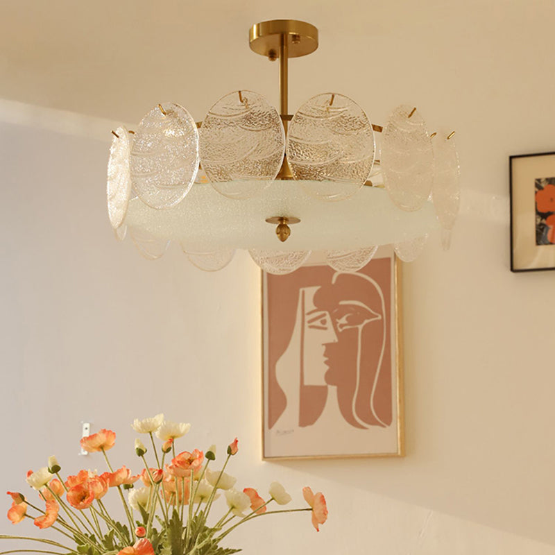 Plafonnier de forme ronde, montage encastré en fer de Style Simple et moderne avec abat-jour en verre pour le salon