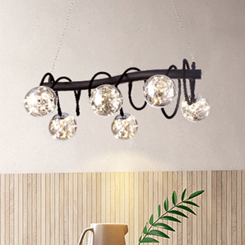 Zeitgenössische Inselleuchte Glasphere Island Lichter in Schwarz