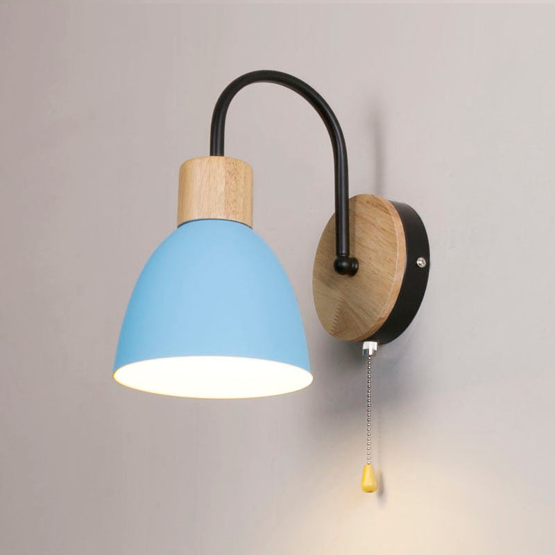 Moderner Stil Flared Leuchtenleuchten Holz 1 leichte Wand montierte Beleuchtung