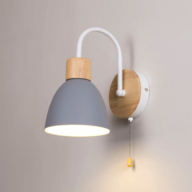 Moderner Stil Flared Leuchtenleuchten Holz 1 leichte Wand montierte Beleuchtung