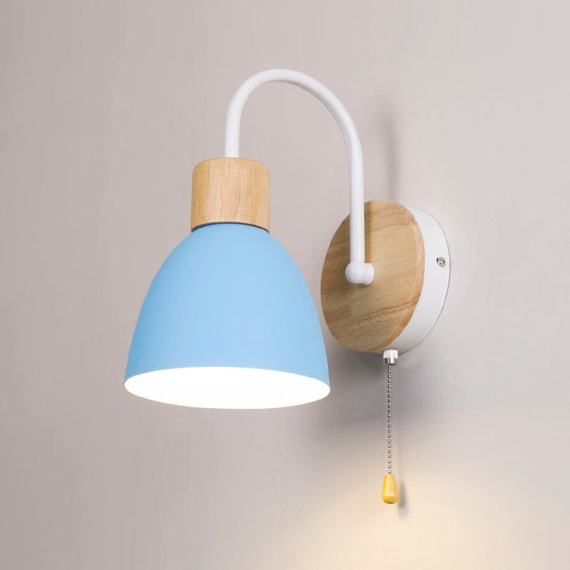 Moderner Stil Flared Leuchtenleuchten Holz 1 leichte Wand montierte Beleuchtung