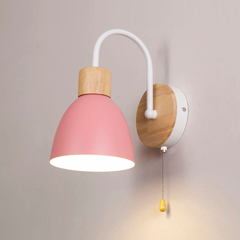 Moderner Stil Flared Leuchtenleuchten Holz 1 leichte Wand montierte Beleuchtung