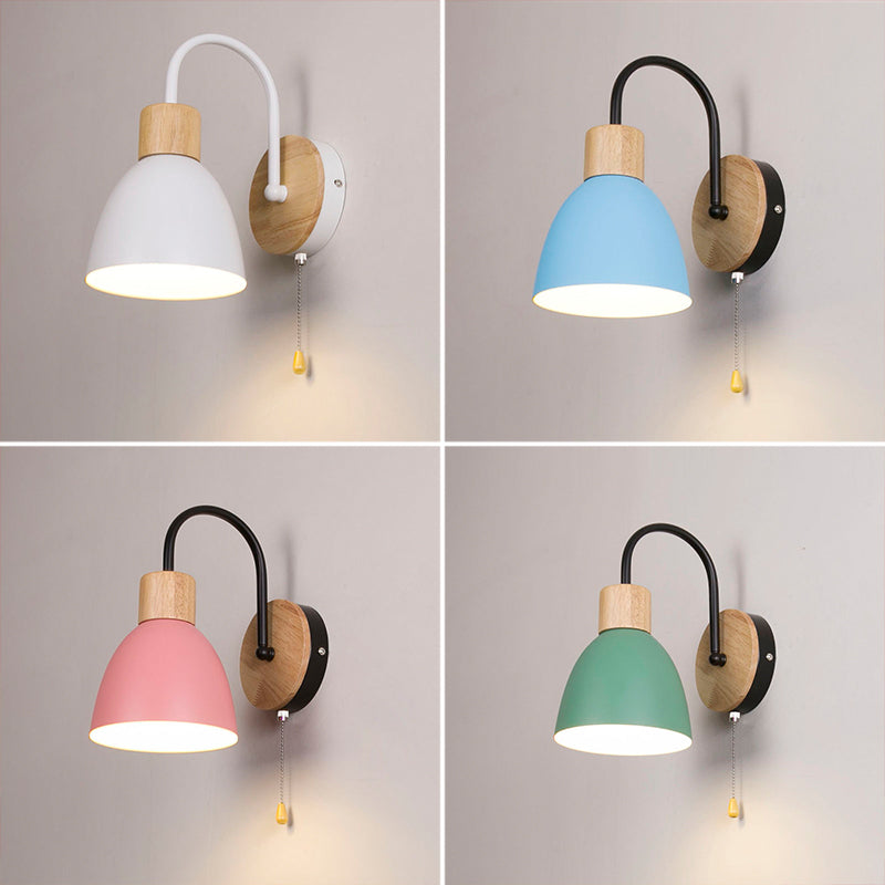 Moderner Stil Flared Leuchtenleuchten Holz 1 leichte Wand montierte Beleuchtung