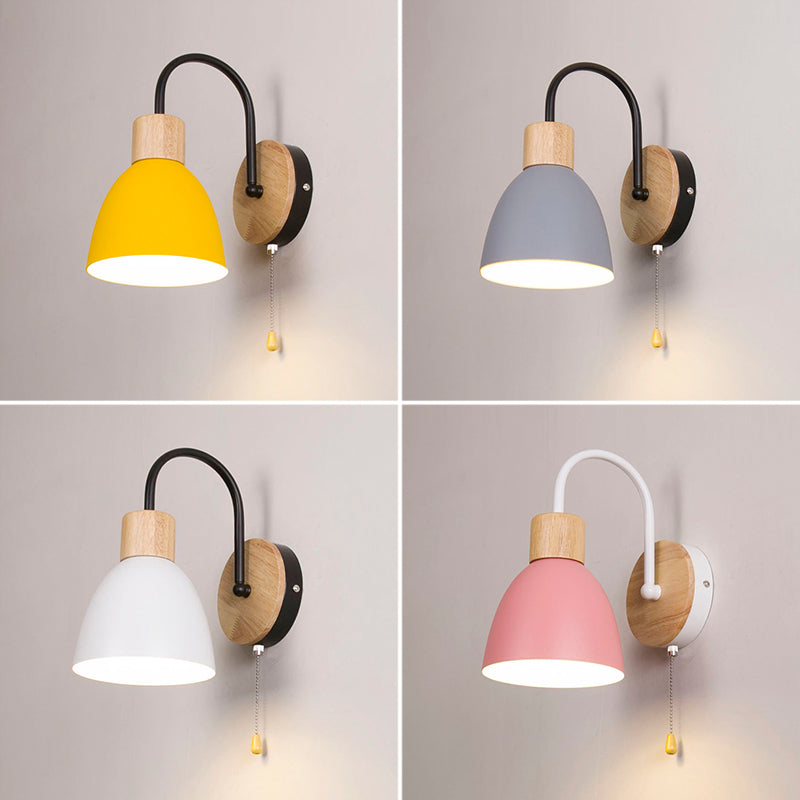 Moderner Stil Flared Leuchtenleuchten Holz 1 leichte Wand montierte Beleuchtung