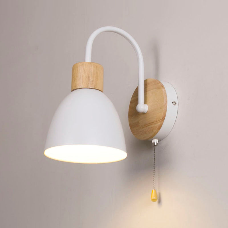 Moderner Stil Flared Leuchtenleuchten Holz 1 leichte Wand montierte Beleuchtung