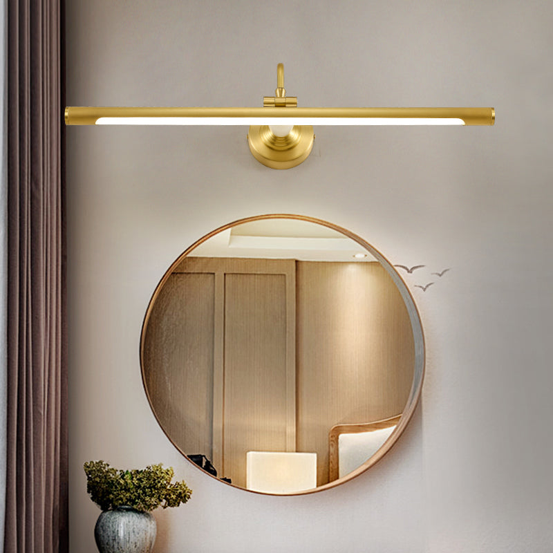 Linear Metal Wall Sconce Modern Style 1 Light Mirror Wall Mount Light Fixture in Brass