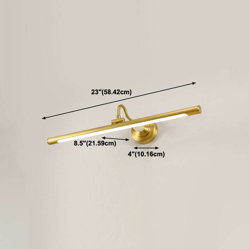 Linear Metal Wall Sconce Modern Style 1 Light Mirror Wall Mount Light Fixture in Brass