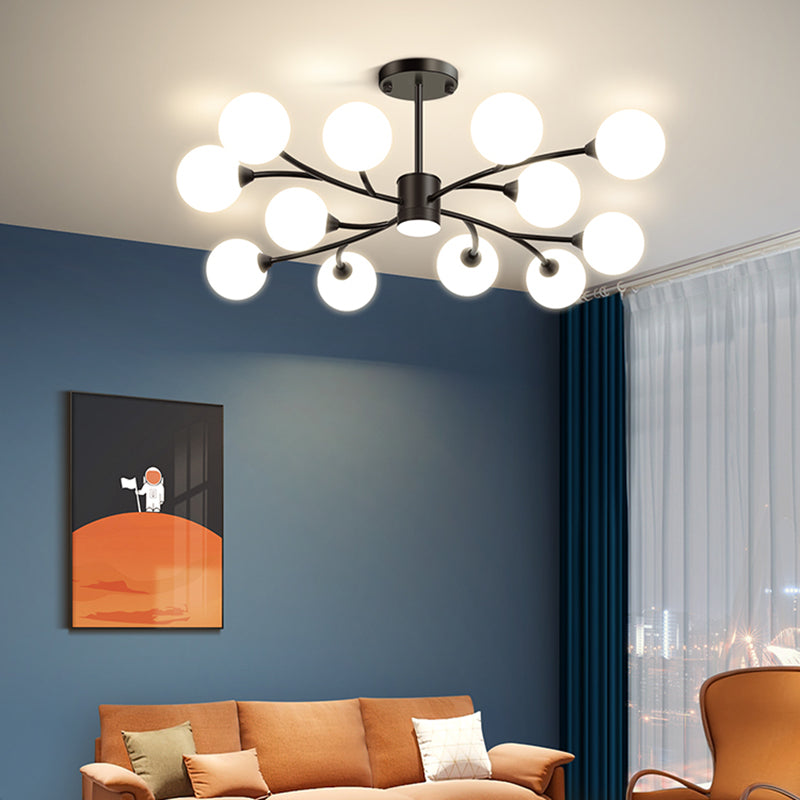 Black Glass Hanging Pendant Lights Modern Hanging Lamps for Living Room