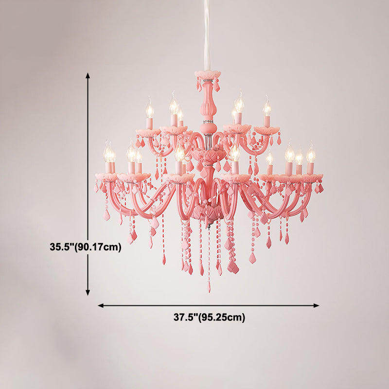 Multi Light Candle Hanging Pendant Modern Style Glass Hanging Lighting for Living Room