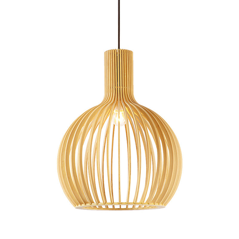 Forme de cage d'oiseau en bois massif Lumières suspendues de style moderne 1 lumière suspendue Lumière pour chambre à coucher