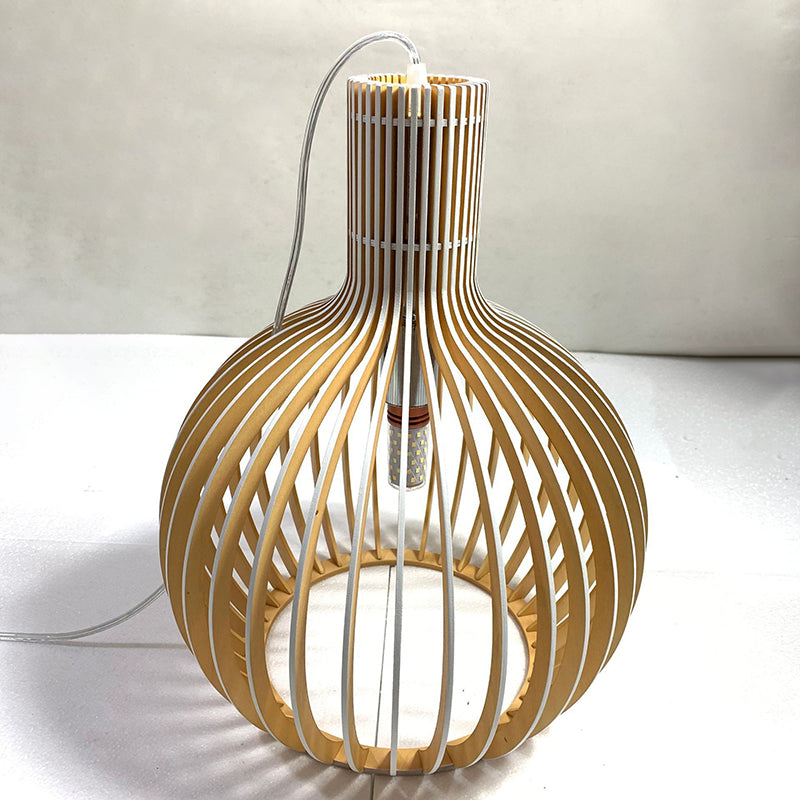 Forme de cage d'oiseau en bois massif Lumières suspendues de style moderne 1 lumière suspendue Lumière pour chambre à coucher