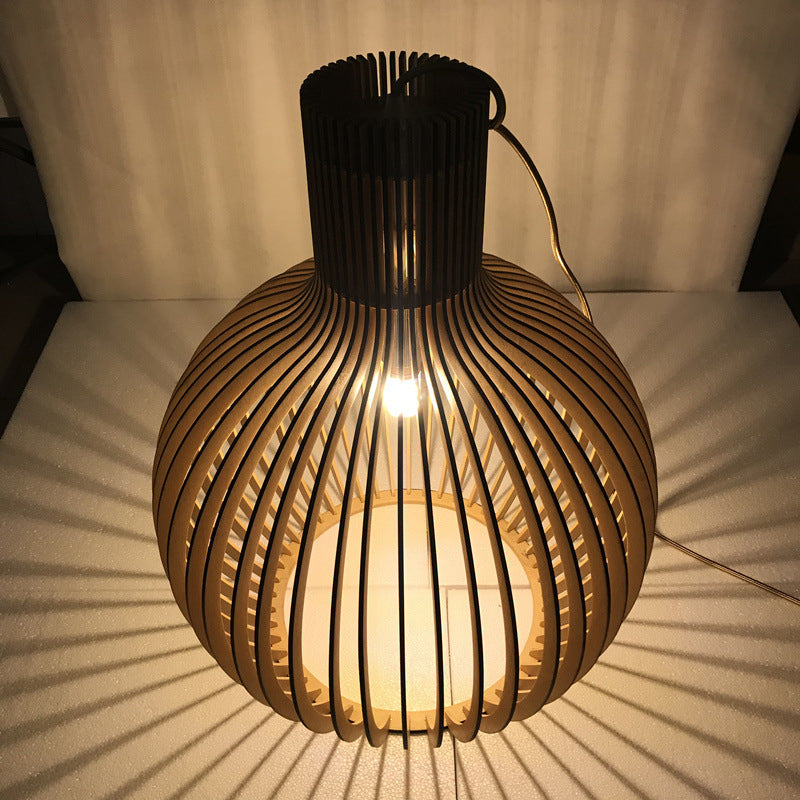 Forme de cage d'oiseau en bois massif Lumières suspendues de style moderne 1 lumière suspendue Lumière pour chambre à coucher